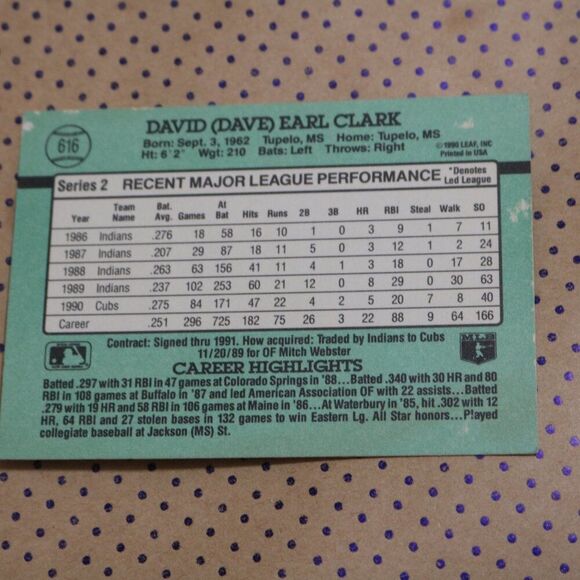 Dave Clark #616 Baseball Card - Picture 2 of 2